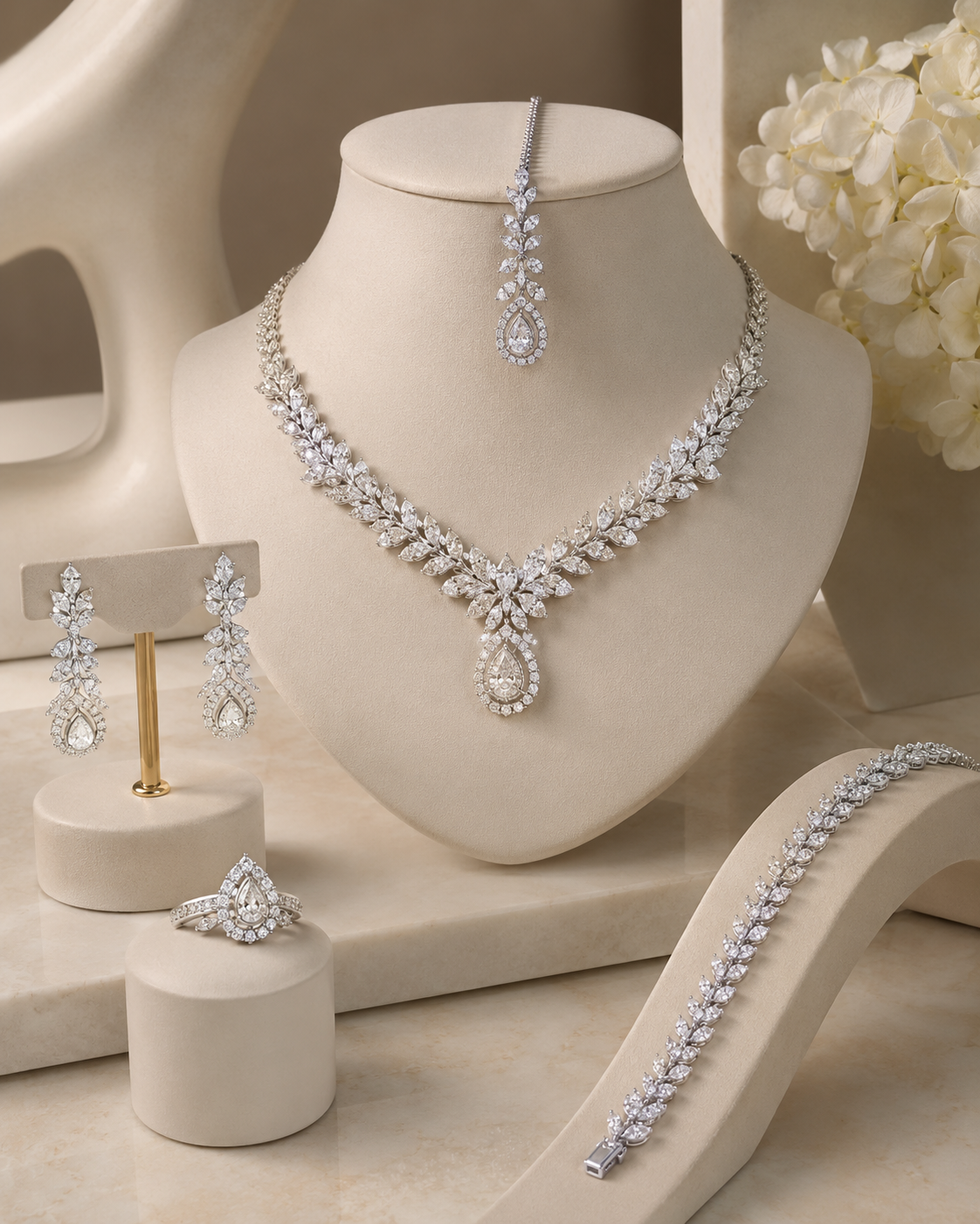 Modern Diamond Wedding Set